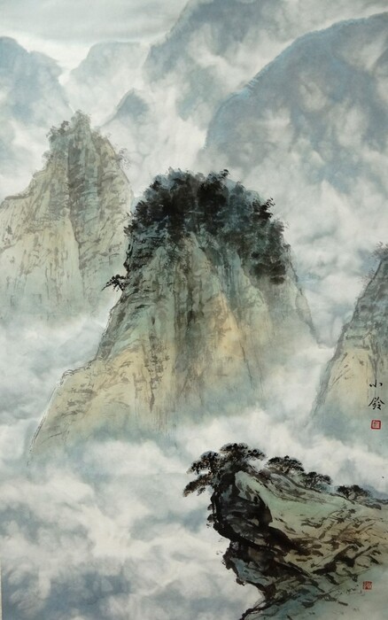 劉小鈴-〈雲深不知處〉140×70cm 水墨2020
