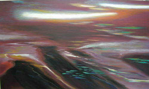 3. Li Xijia, Silent Earth, Oil on canvas, 2004, 130p [208x122cm], 2014. Description: This work is based on the night view of the sandbar after the tide recedes on the seashore of Changhua Lugang. In the painting, the dark night with clouds floating back and forth is made with a large brushwork, and the background and slight night under the moonlight show the vastness of the sea and sky, and the movement in the still night shows the vitality of the earth.